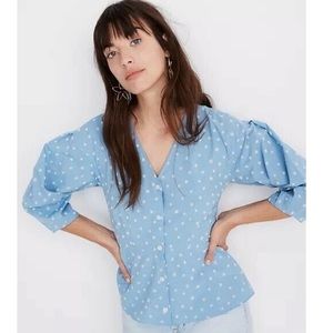 Madewell Florentine Flock Print peplum top